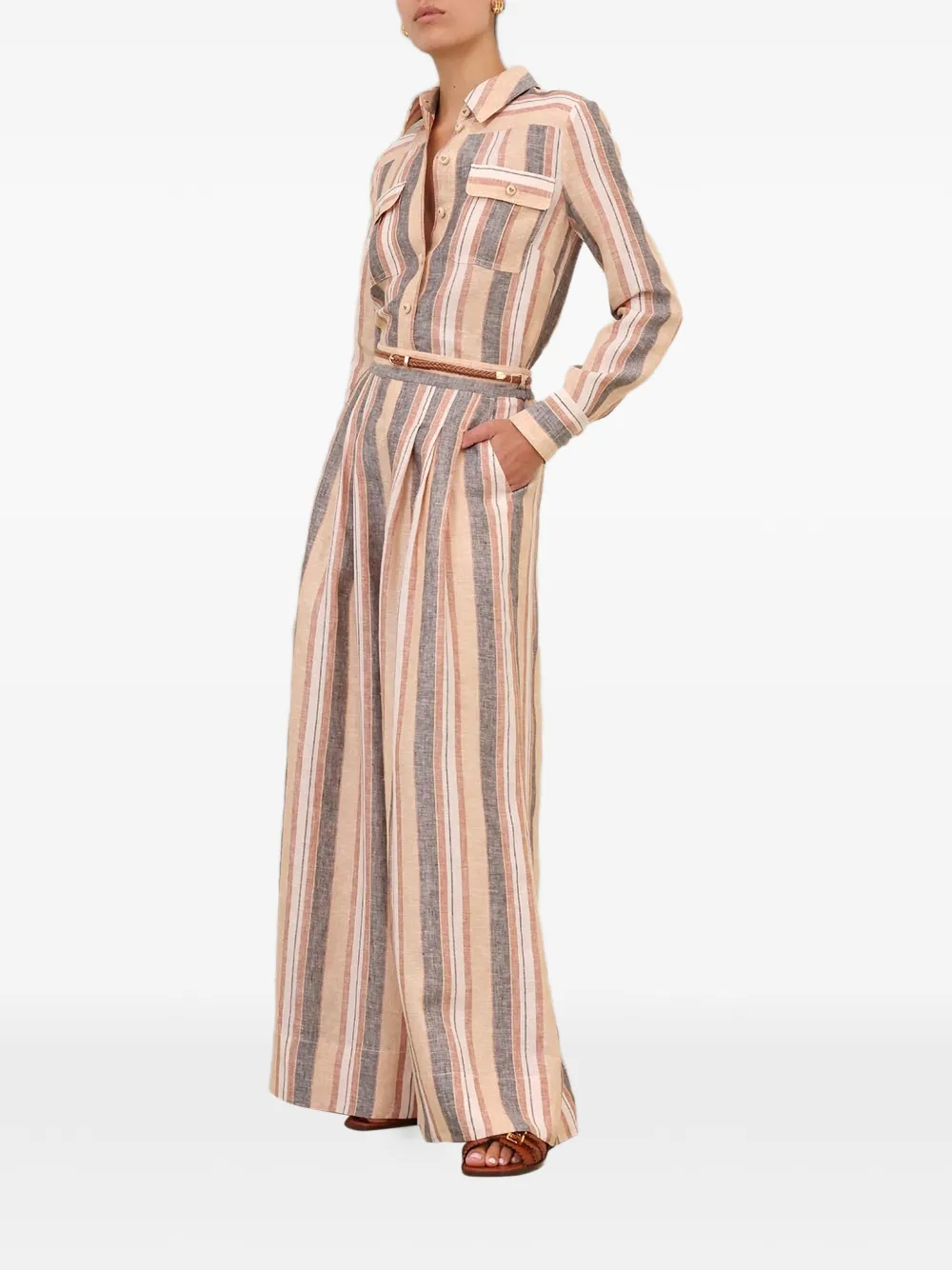 ZIMMERMANN Wanderlust gestreepte broek Beige