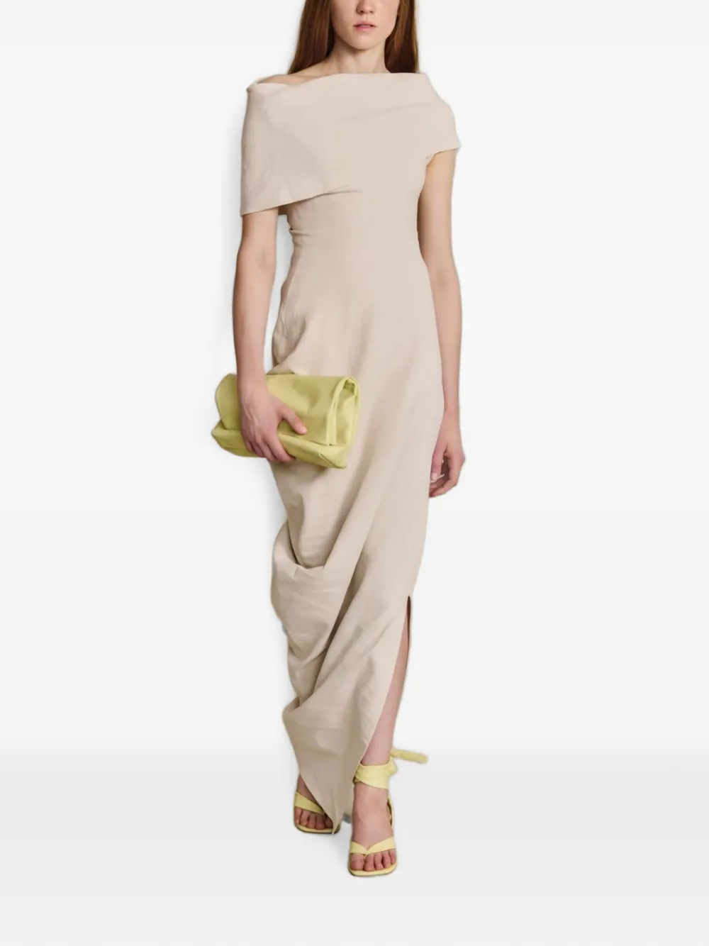 Cortana Draped Maxi Dress In Neutral