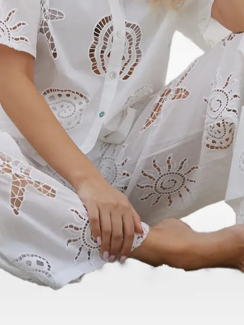 Miss June starfish-print palazzo trousers