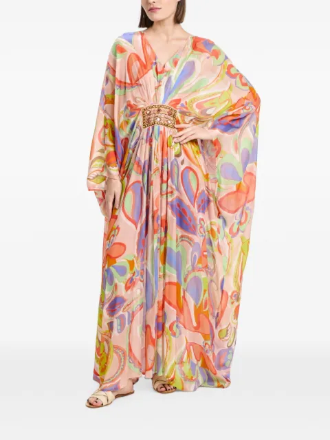 Miss June paisley-print embellished kaftan