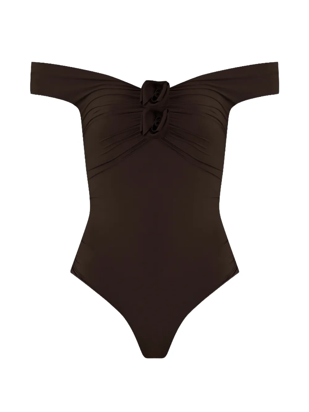 Maygel Coronel Aljibe off-shoulder brown swimsuit - Marrone