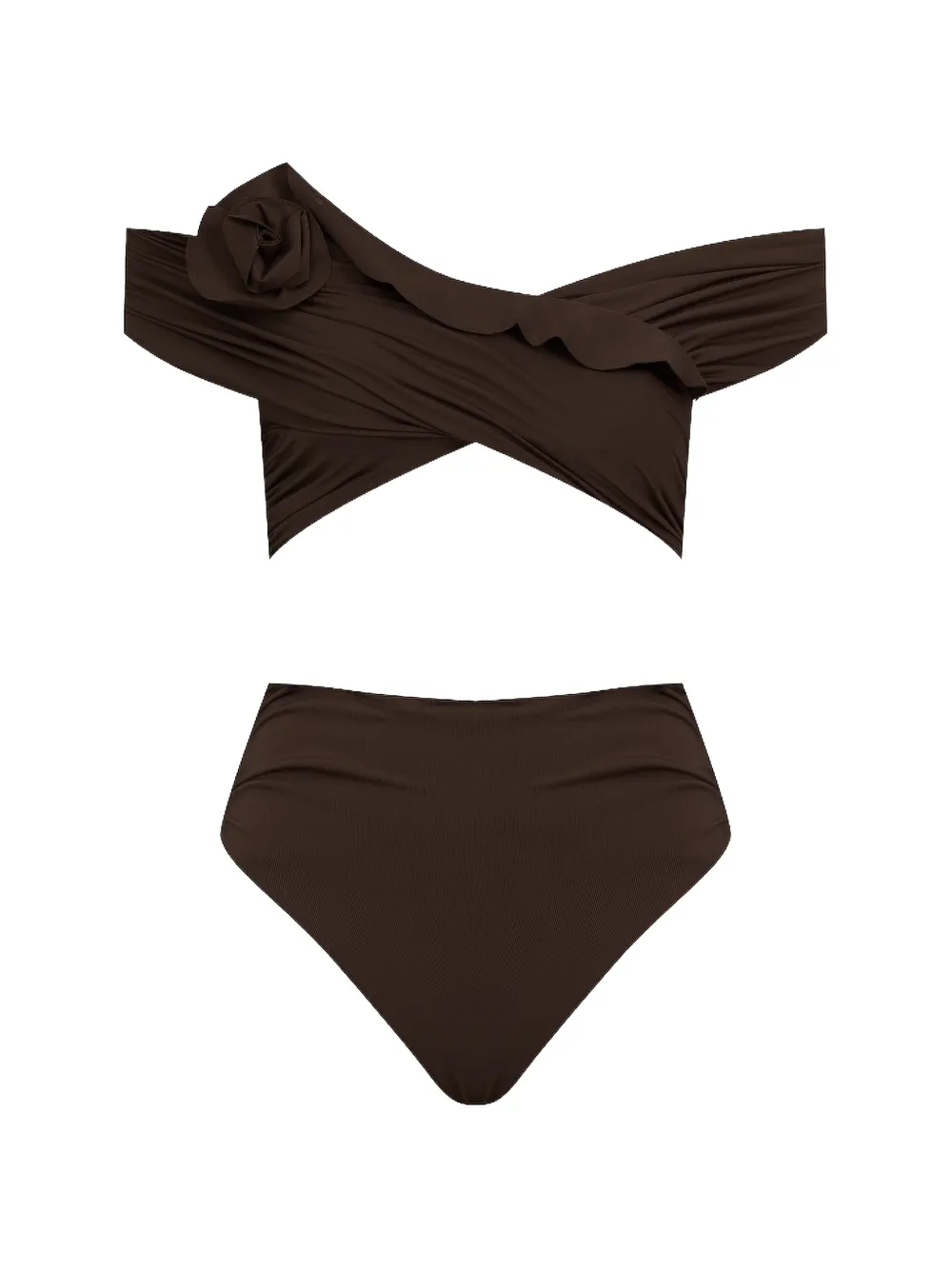 Maygel Coronel Rosy floral-detail off-shoulder bikini set - Marrone