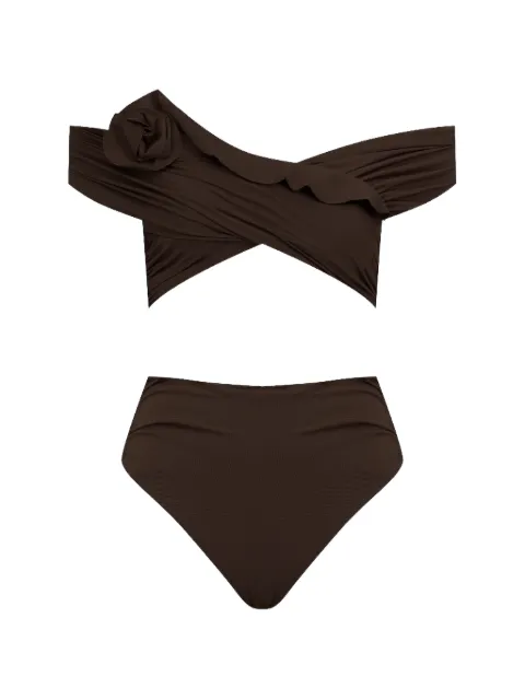 Maygel Coronel Rosy floral-detail off-shoulder bikini set