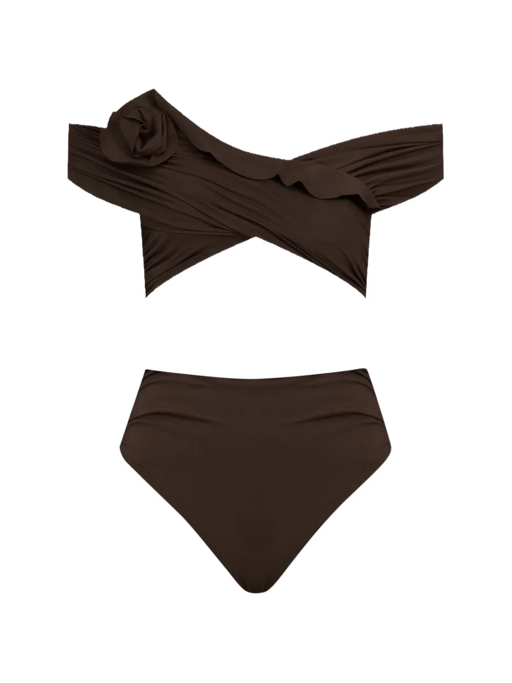 Maygel Coronel Rosy floral-detail off-shoulder bikini set - Marrone