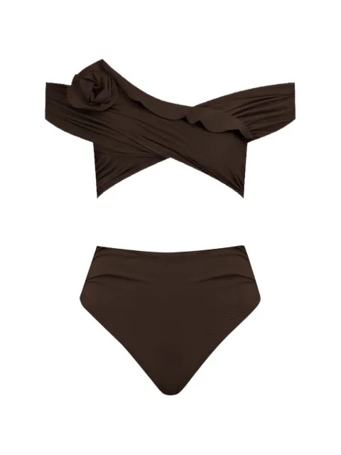 Maygel Coronel Rosy floral-detail off-shoulder bikini set