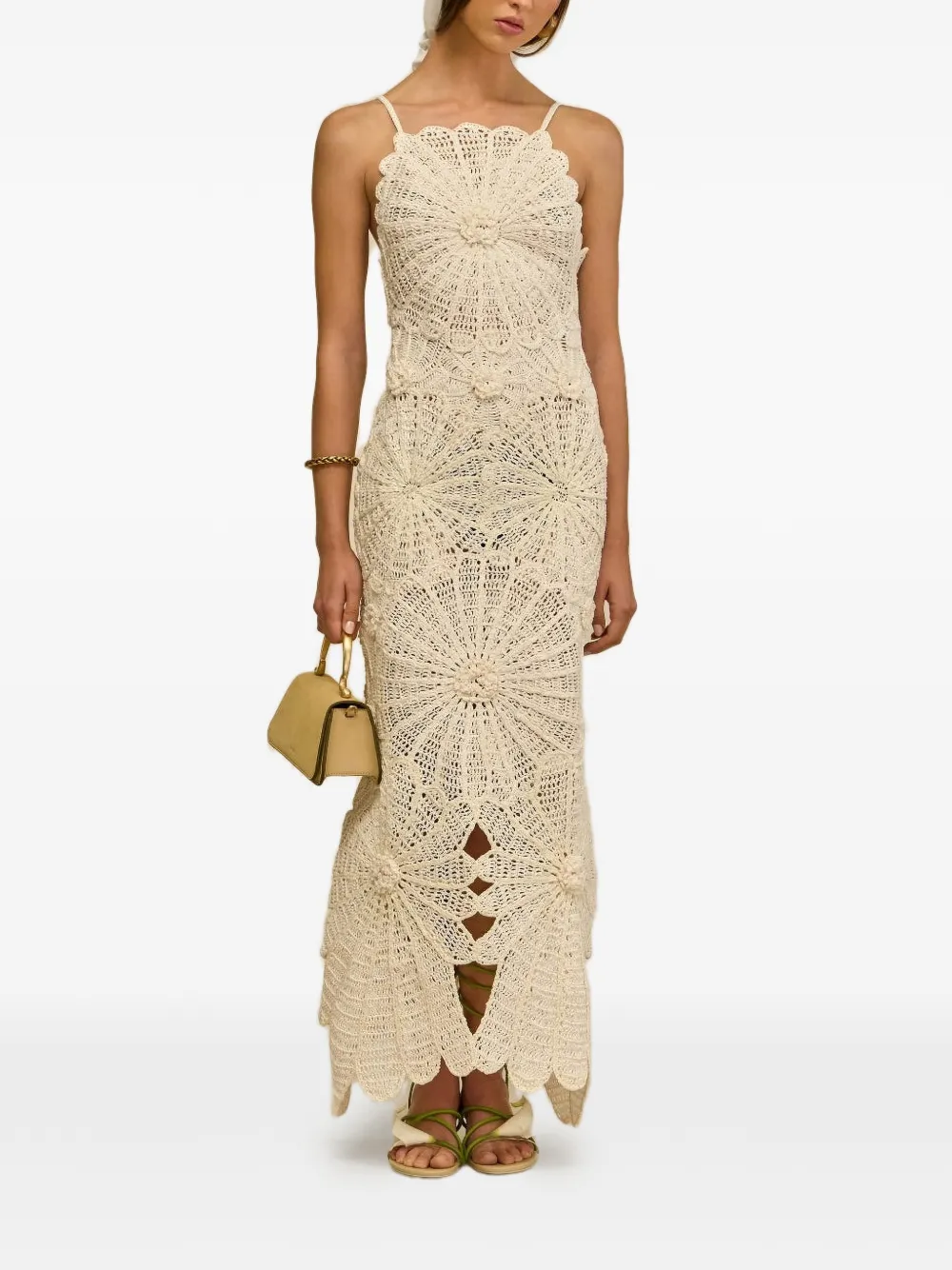 Cult Gaia Elif crochet floral maxi dress - Toni neutri