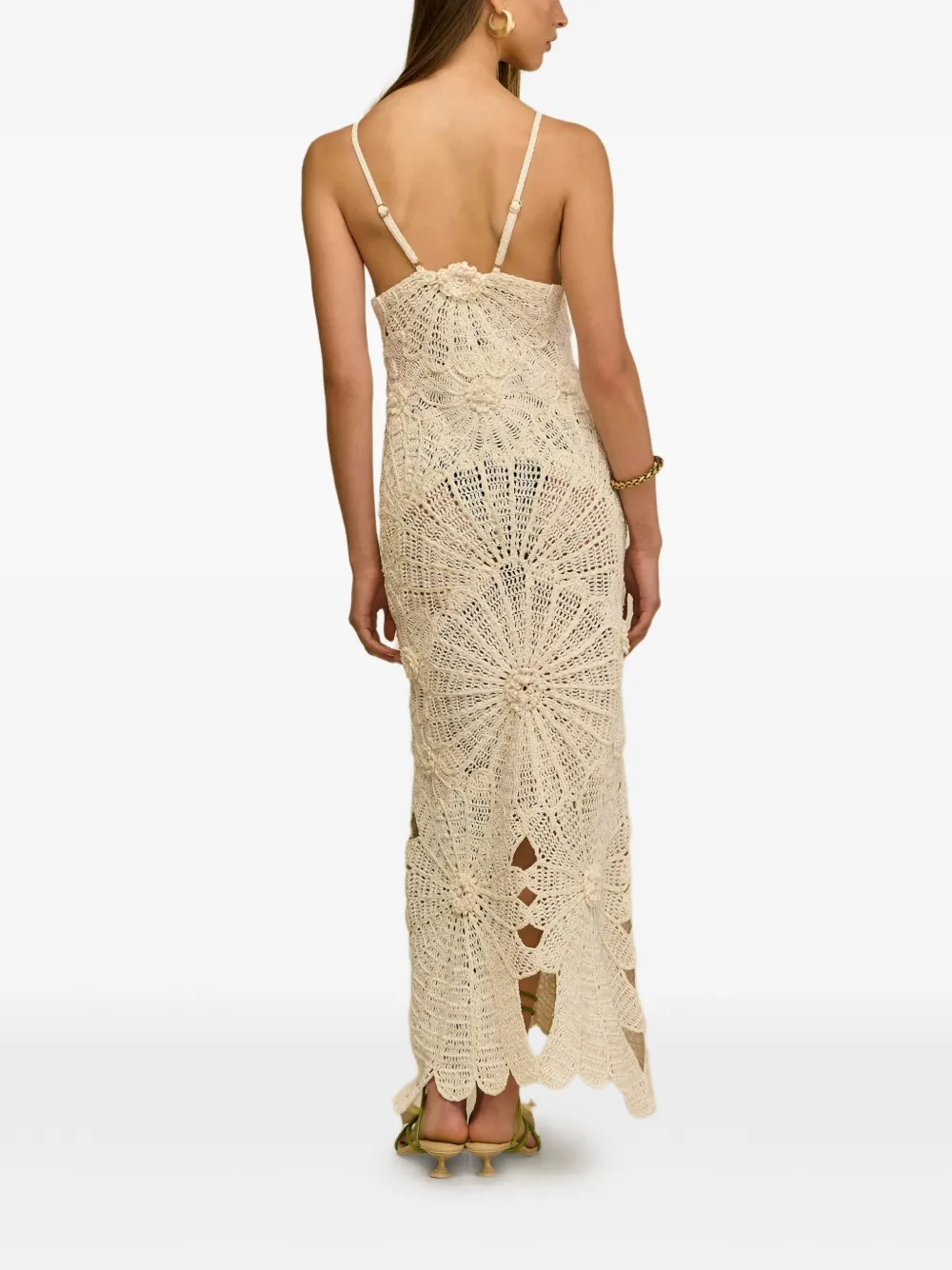 Cult Gaia Elif gehaakte maxi-jurk met bloemen Beige