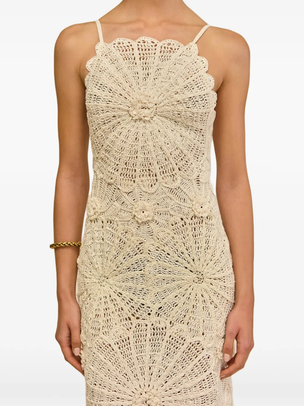 Cult Gaia Elif gehaakte maxi-jurk met bloemen Beige