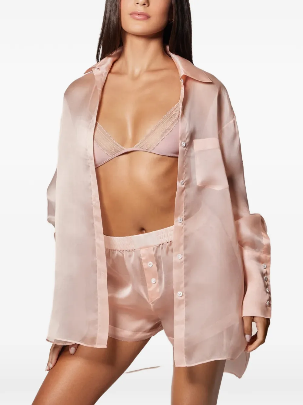 Kiki de Montparnasse Organza long sleeve shirt - Rosa