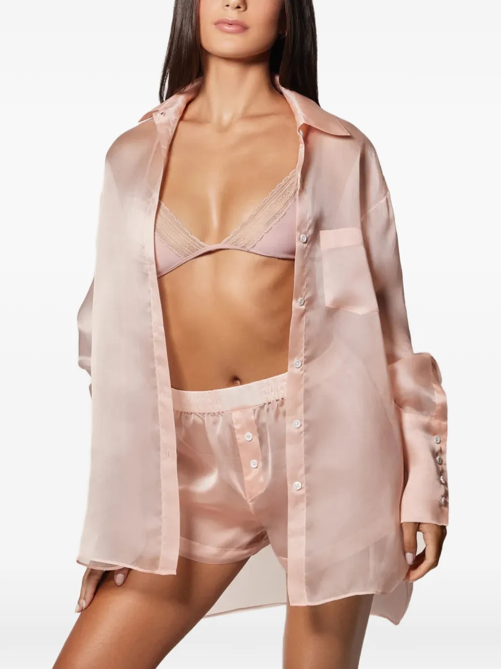 Kiki de Montparnasse Organza long sleeve shirt - Rosa