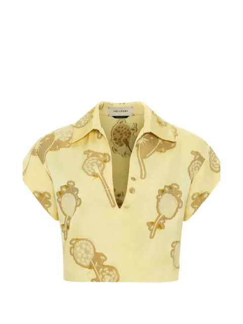 Hellessy Warren polo v-neck printed top