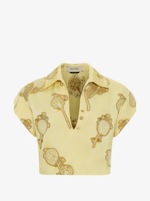 Hellessy Warren polo v-neck printed top