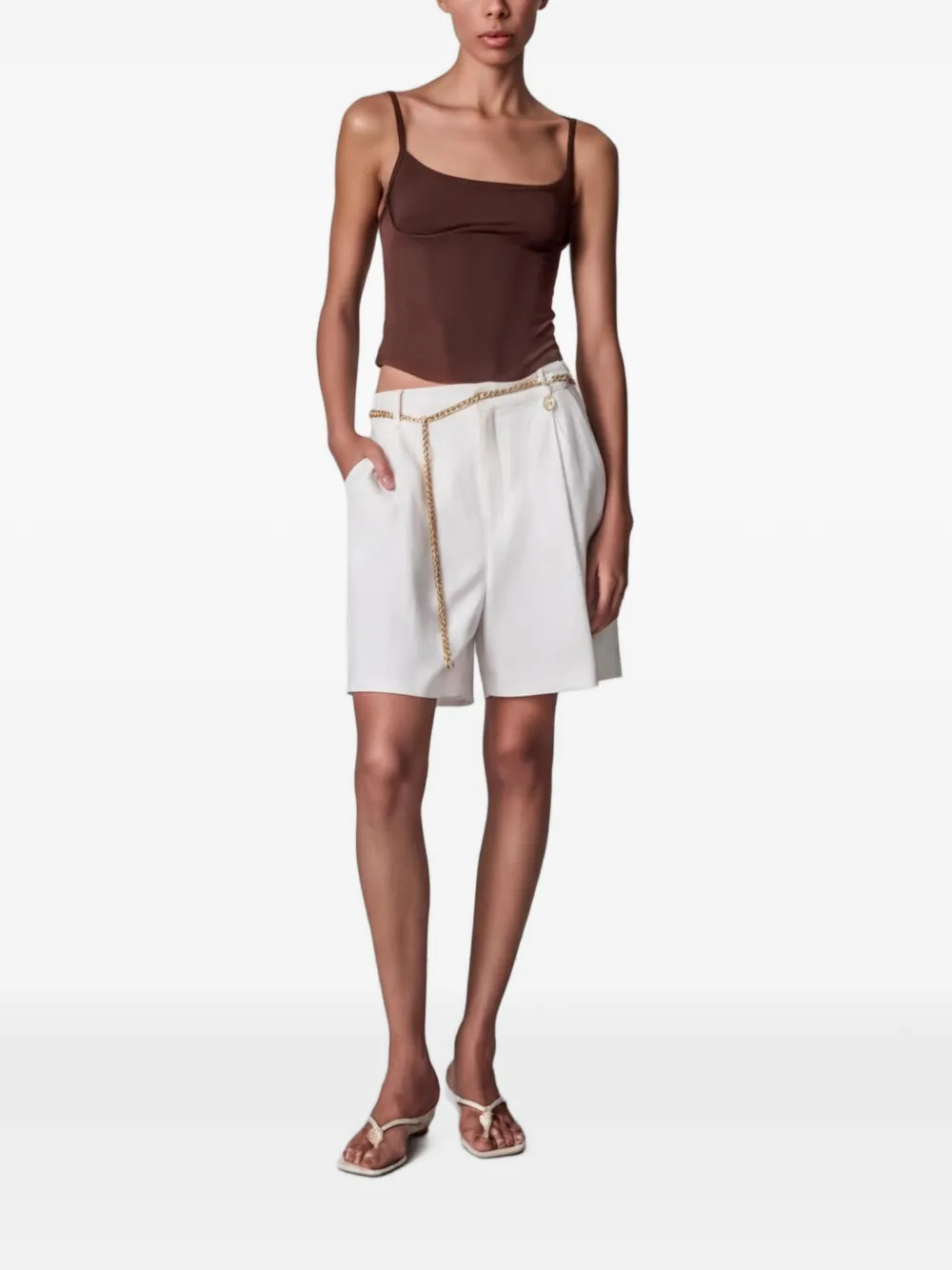 VIKTORIA & WOODS Geplooide shorts met riemlussen Wit