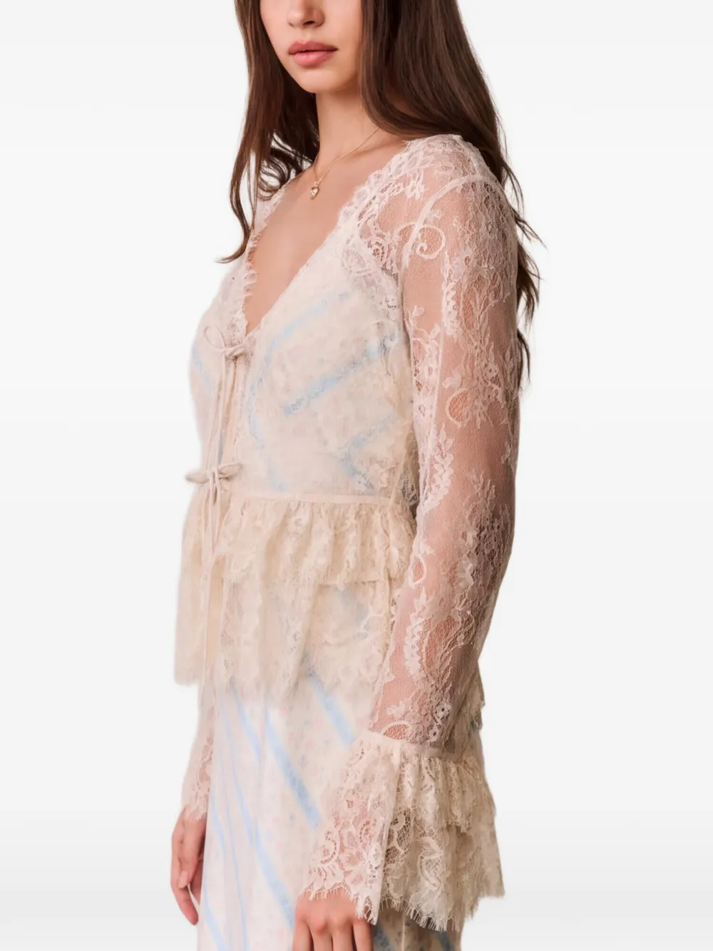 Loveshackfancy Floral-pattern Blouse In Neutral