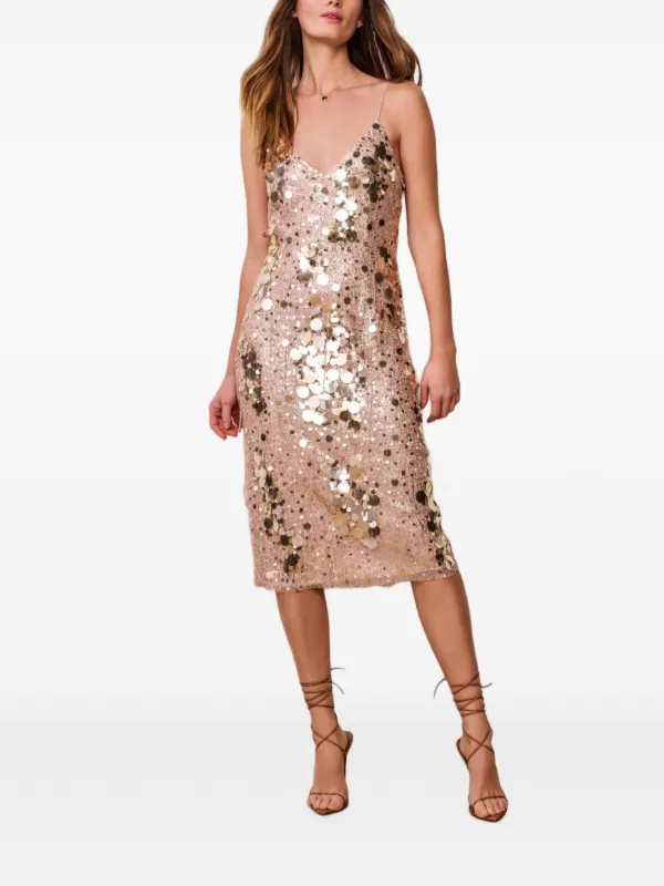 loveshackfancy gold dress Love Shack Fancy Antonie Halter Dress Gold Metallic Floral Print Sz Large  NWT