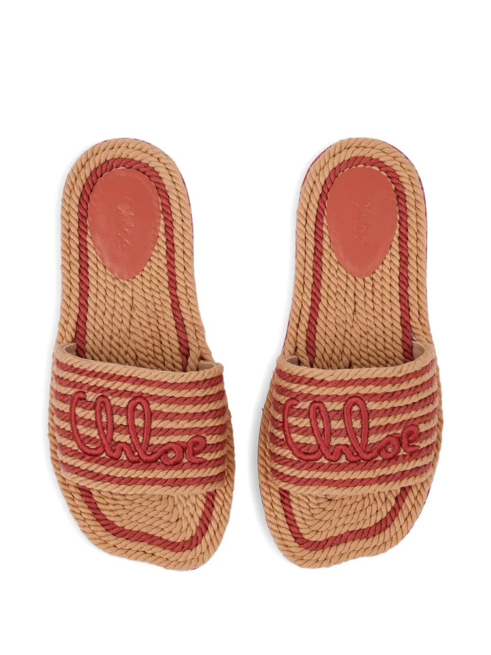 Chloé logo striped sandals Beige