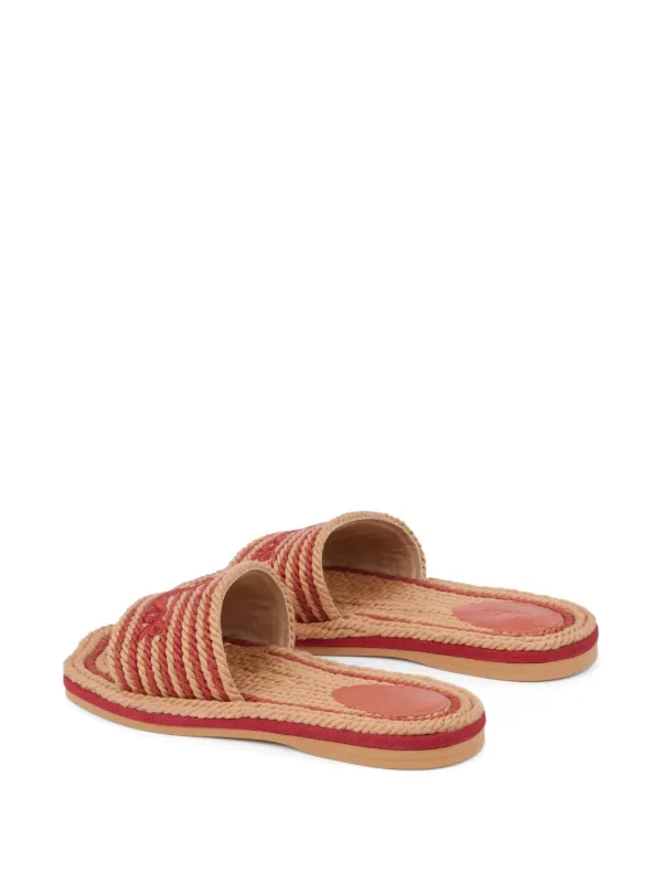 Chloé 赤 スライドサンダル 35 Chloé ロゴ フラットサンダル | ニュートラル | FARFETCH JP