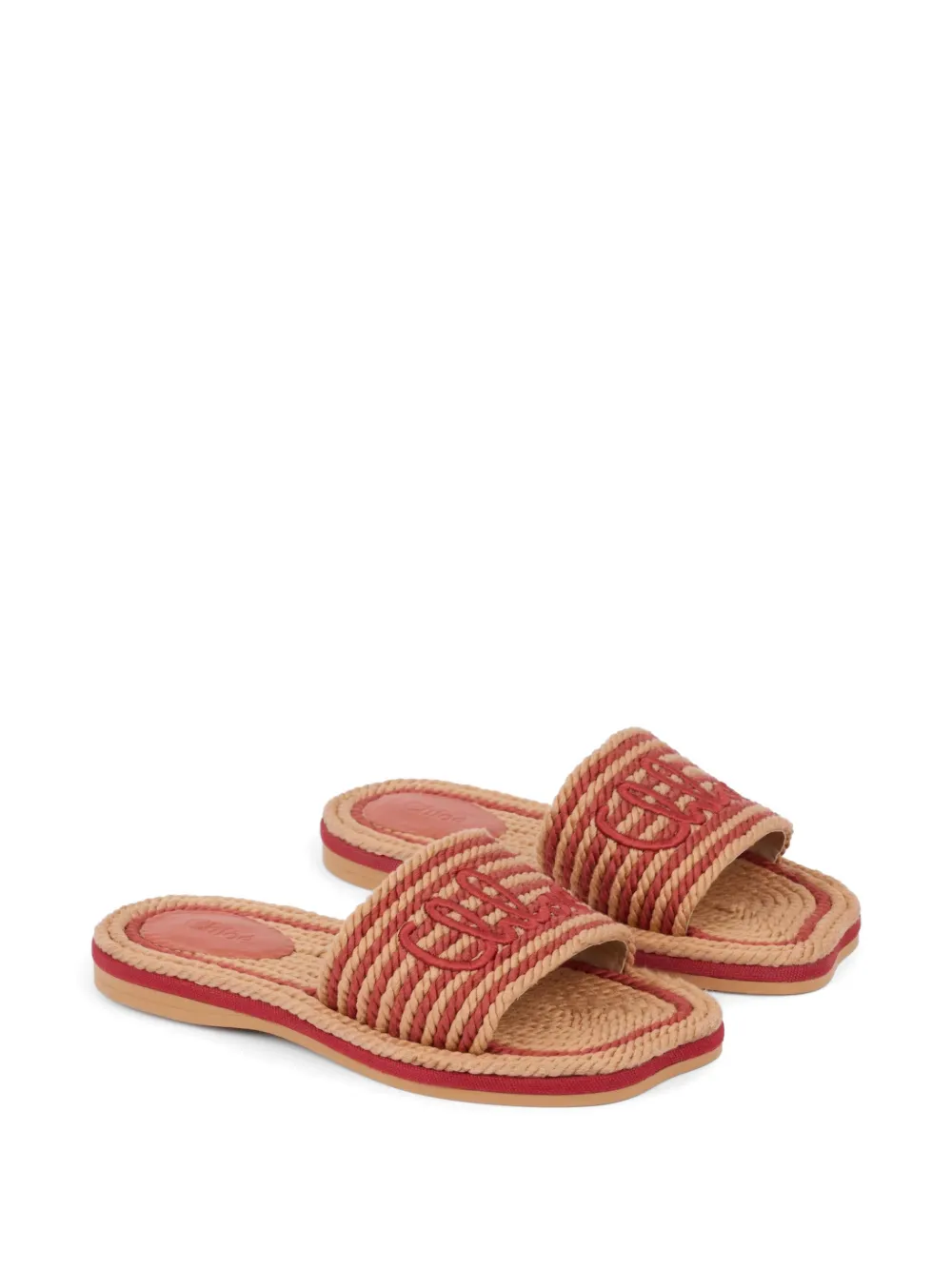 Chloé logo striped sandals Beige