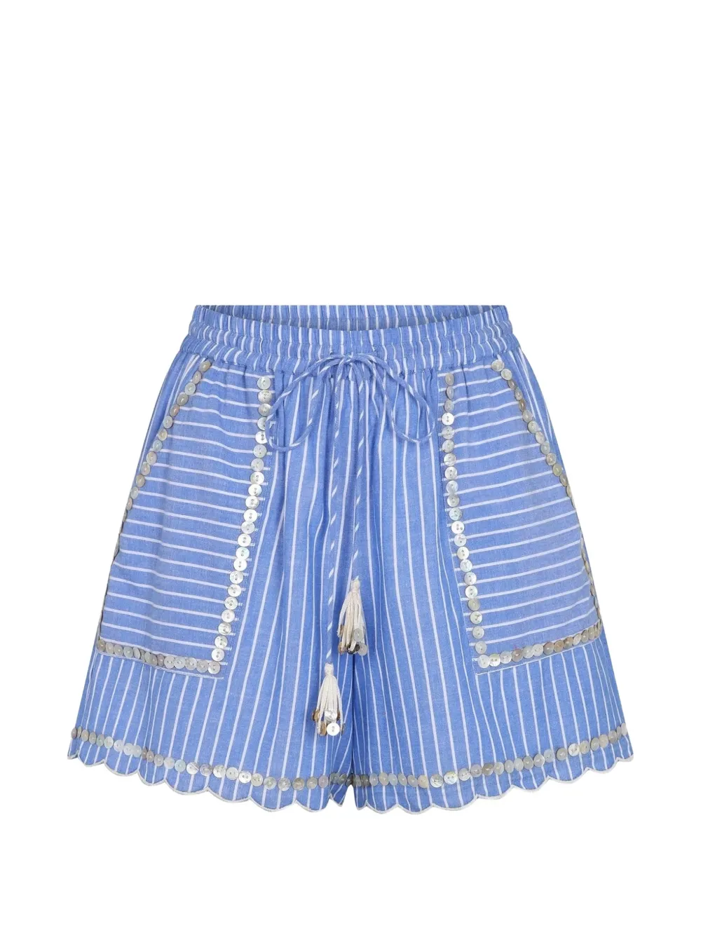 Carolina K Moni striped scallop-trim shorts - Blu