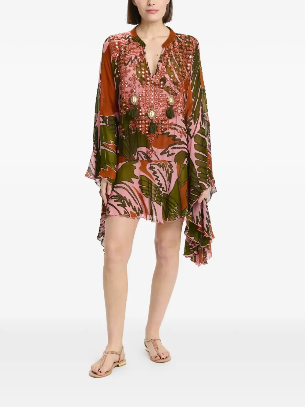 Miss June V-neck mini dress - Rosa