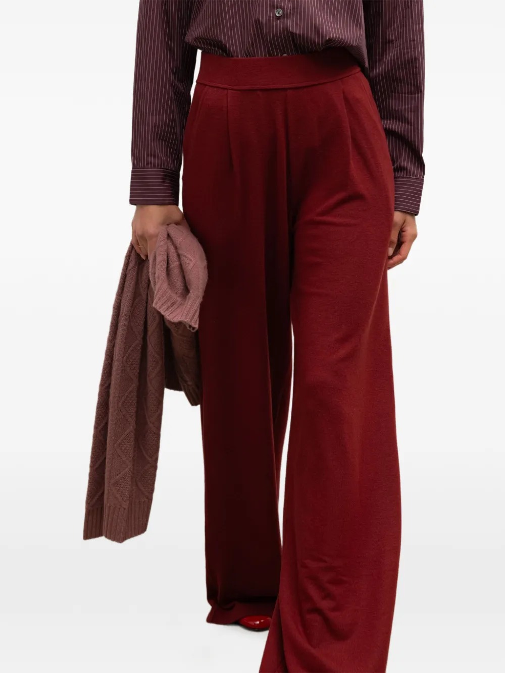 LESET Lauren pleated wide-leg trousers - Rosso