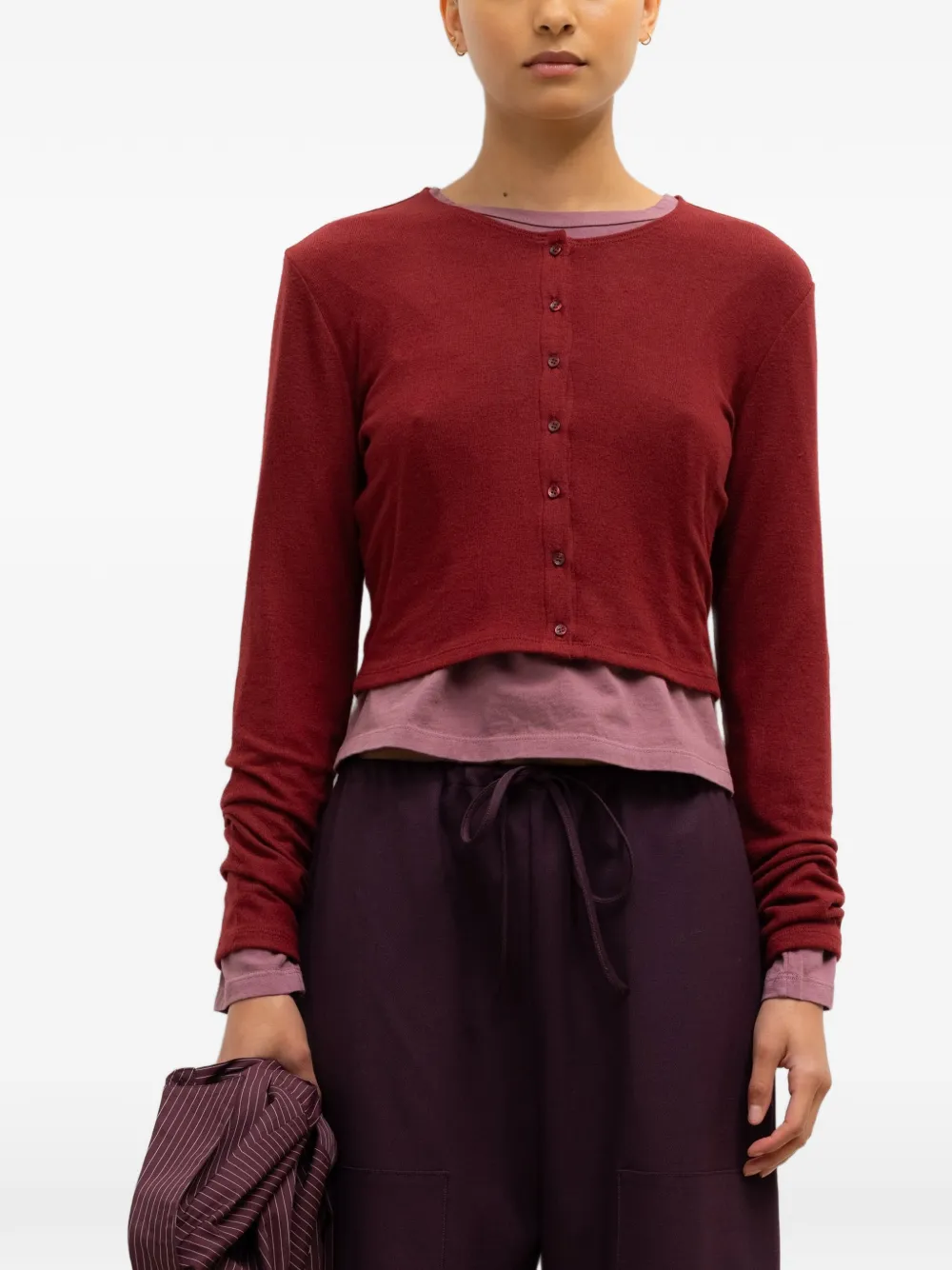 LESET Lauren buttoned long-sleeved cardigan - Rosso