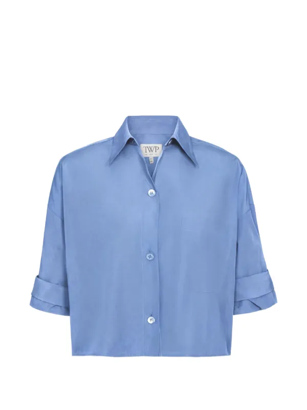 Twp Cropped Button-up Shirt in Blue