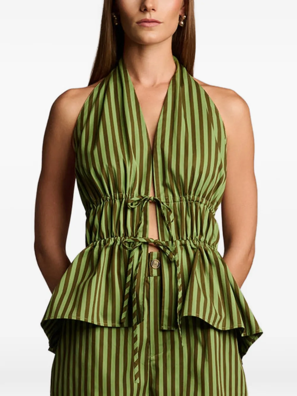 HEVRON striped tie top - Verde