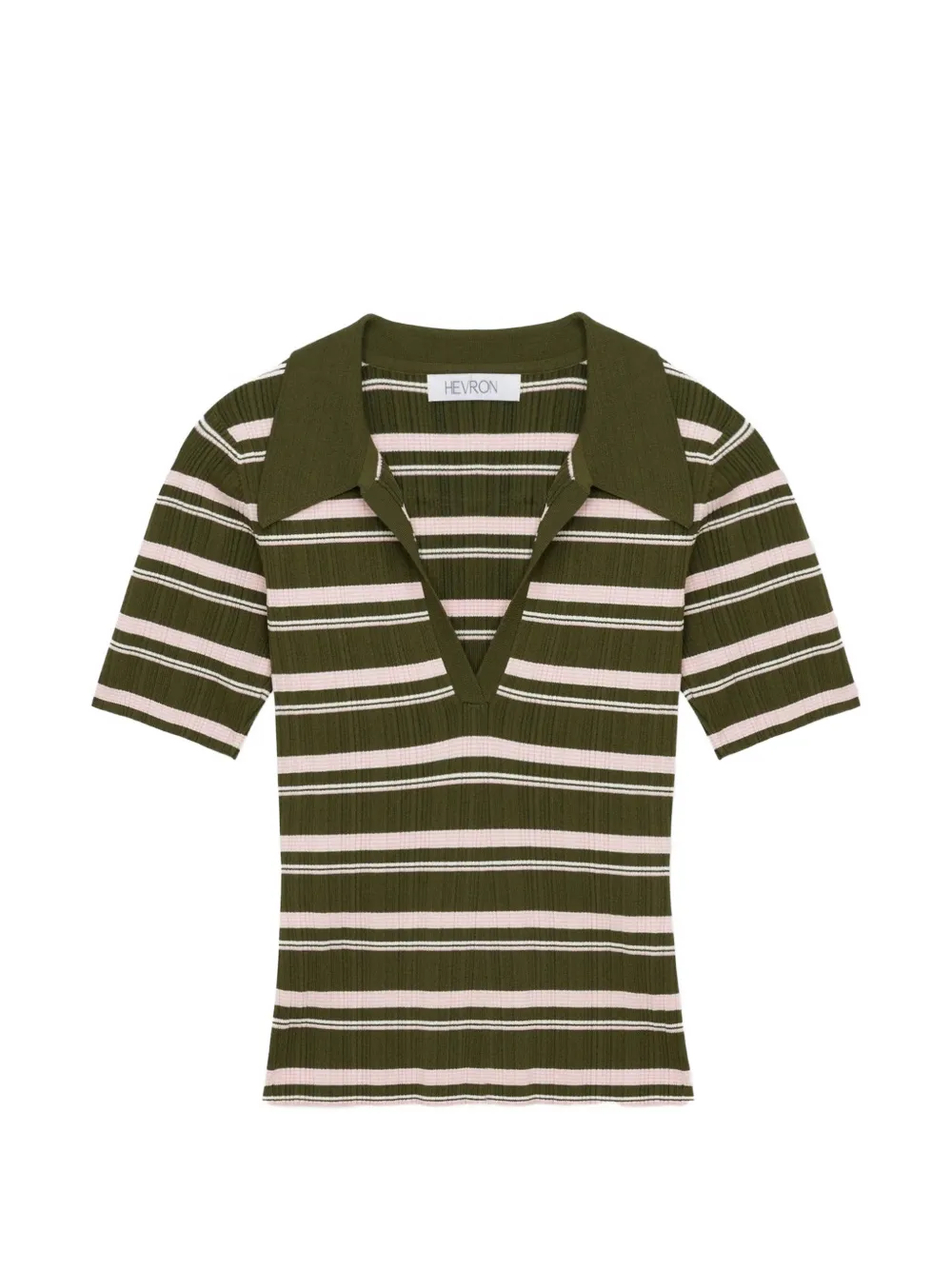HEVRON Daisy striped polo top - Verde