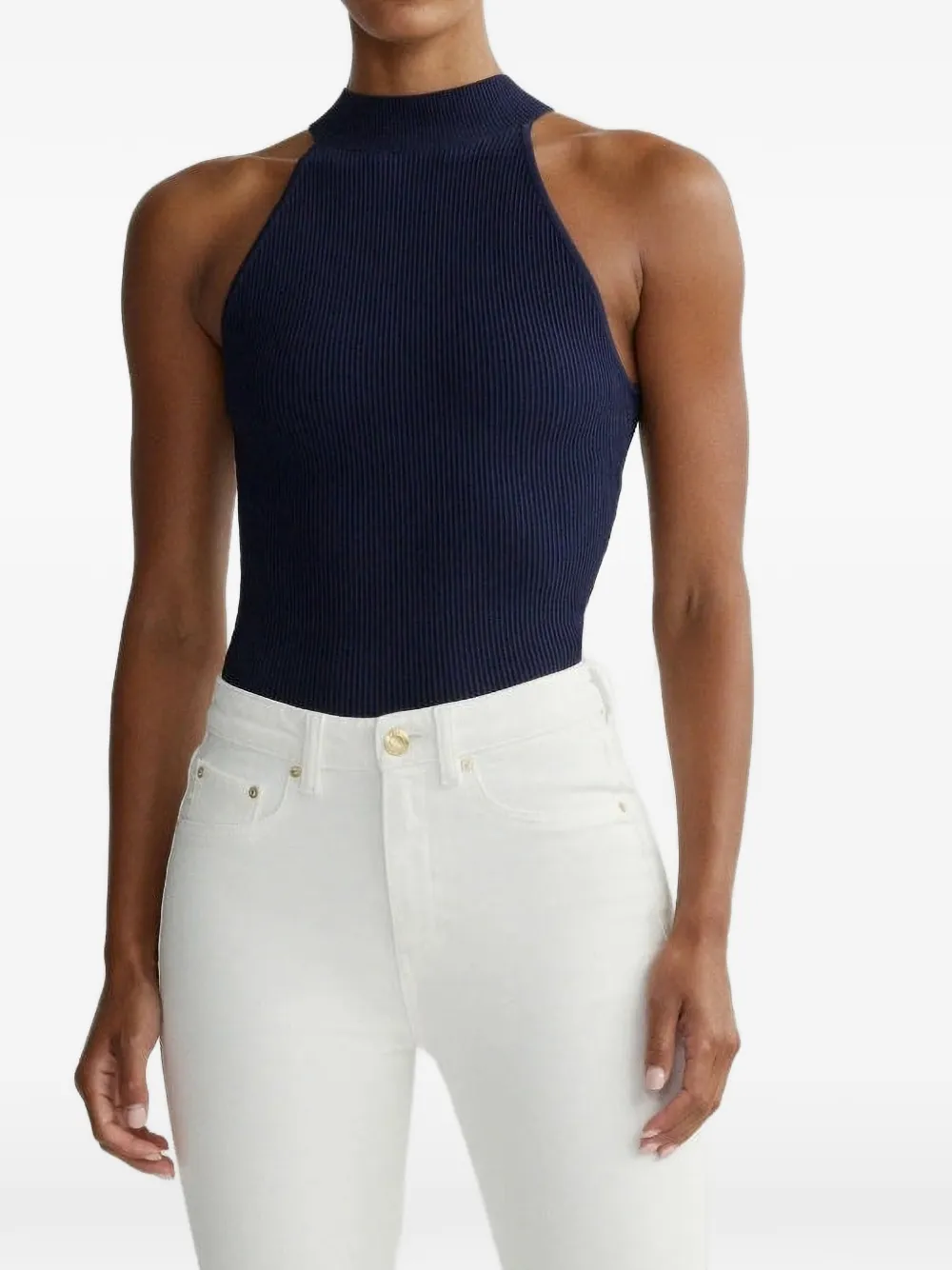 DL1961 ribbed halterneck top - Blu