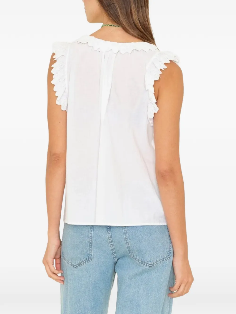 Xirena Bexie top met ruches en V-hals Wit