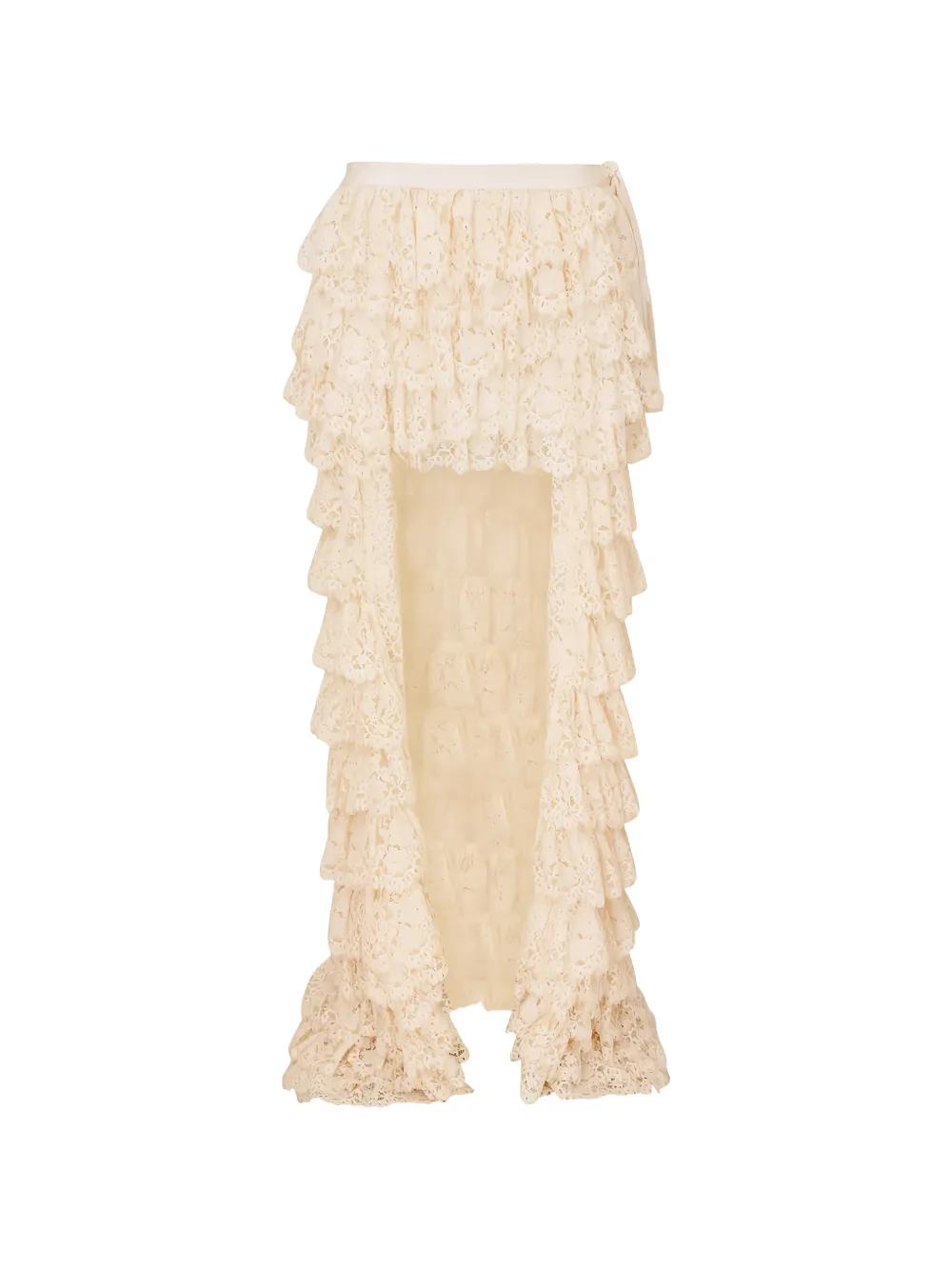 LoveShackFancy Camilia lace ruffled maxi skirt - Toni neutri