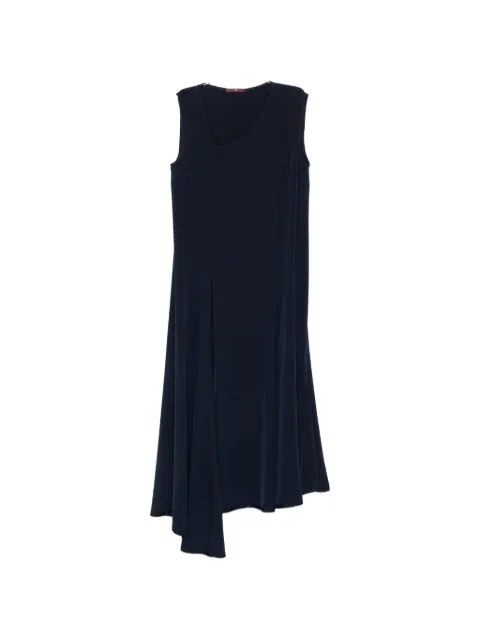 High asymmetric-neck panelled dress