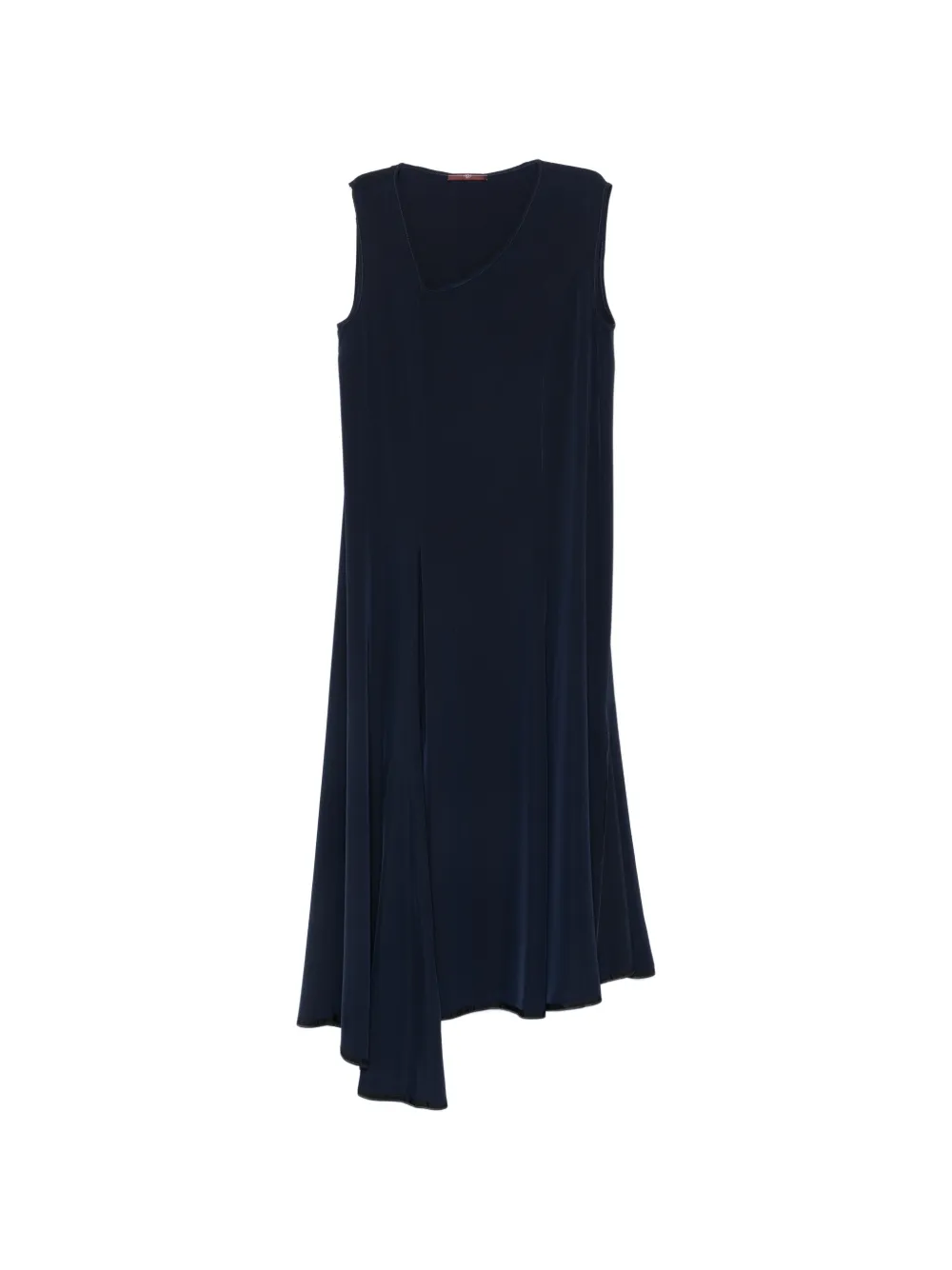 High asymmetric-neck panelled dress - Blu