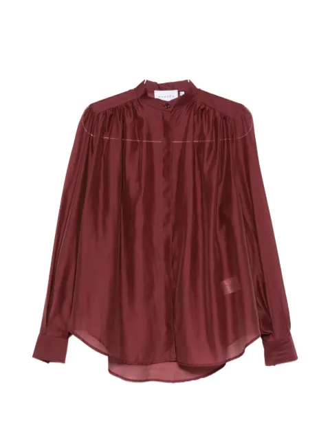 MARSEM pleated band-collar blouse