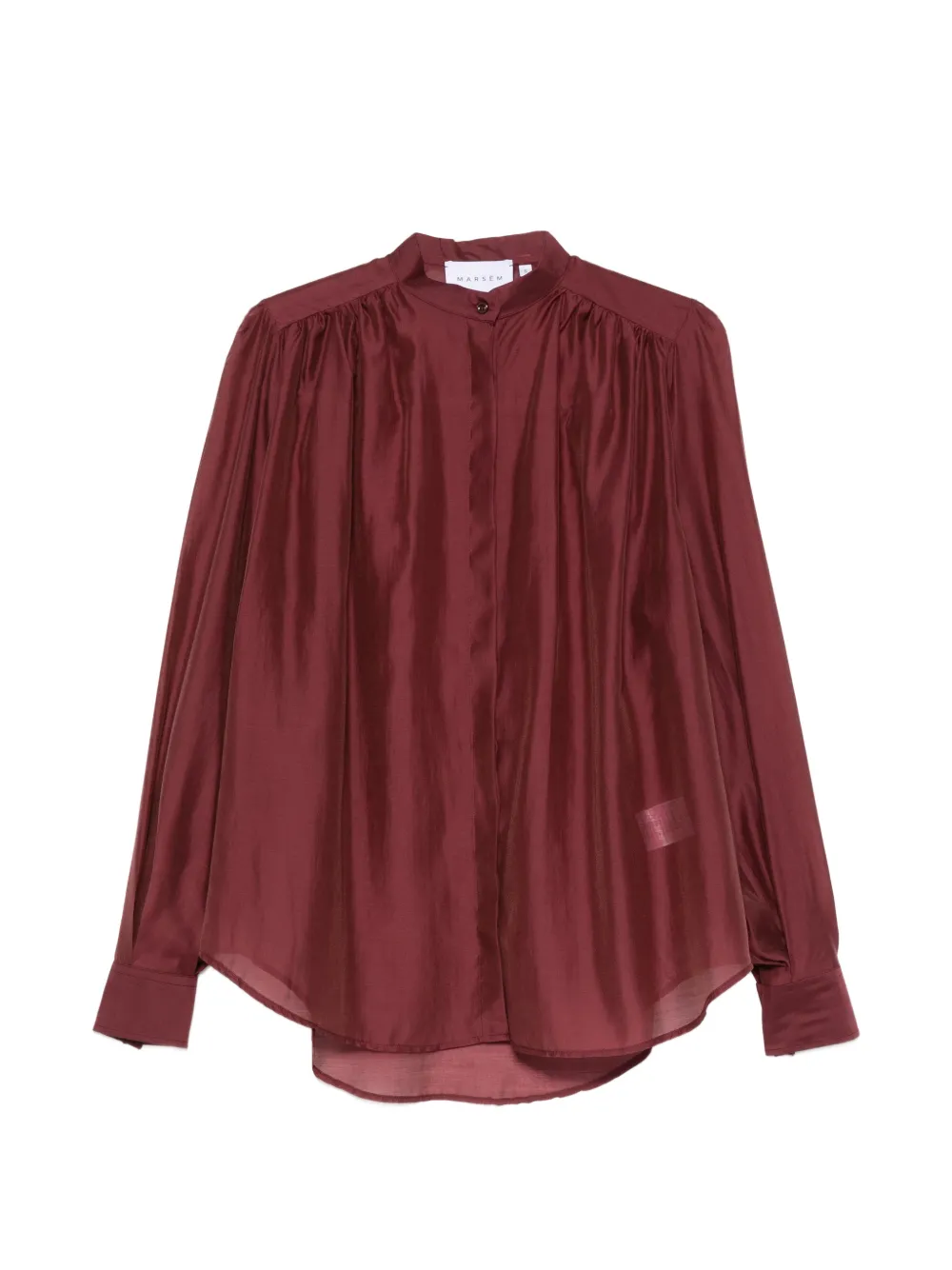 MARSEM pleated band-collar blouse - Rosso