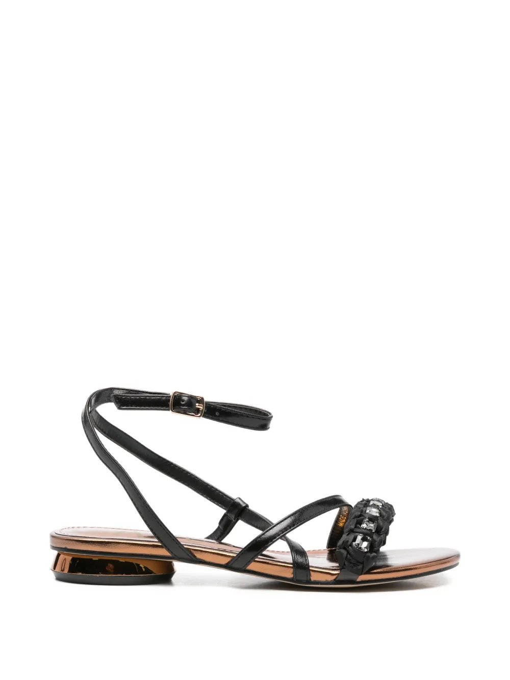 CAFèNOIR Sandalen verfraaid met kristallen en gevlochten detail Zwart