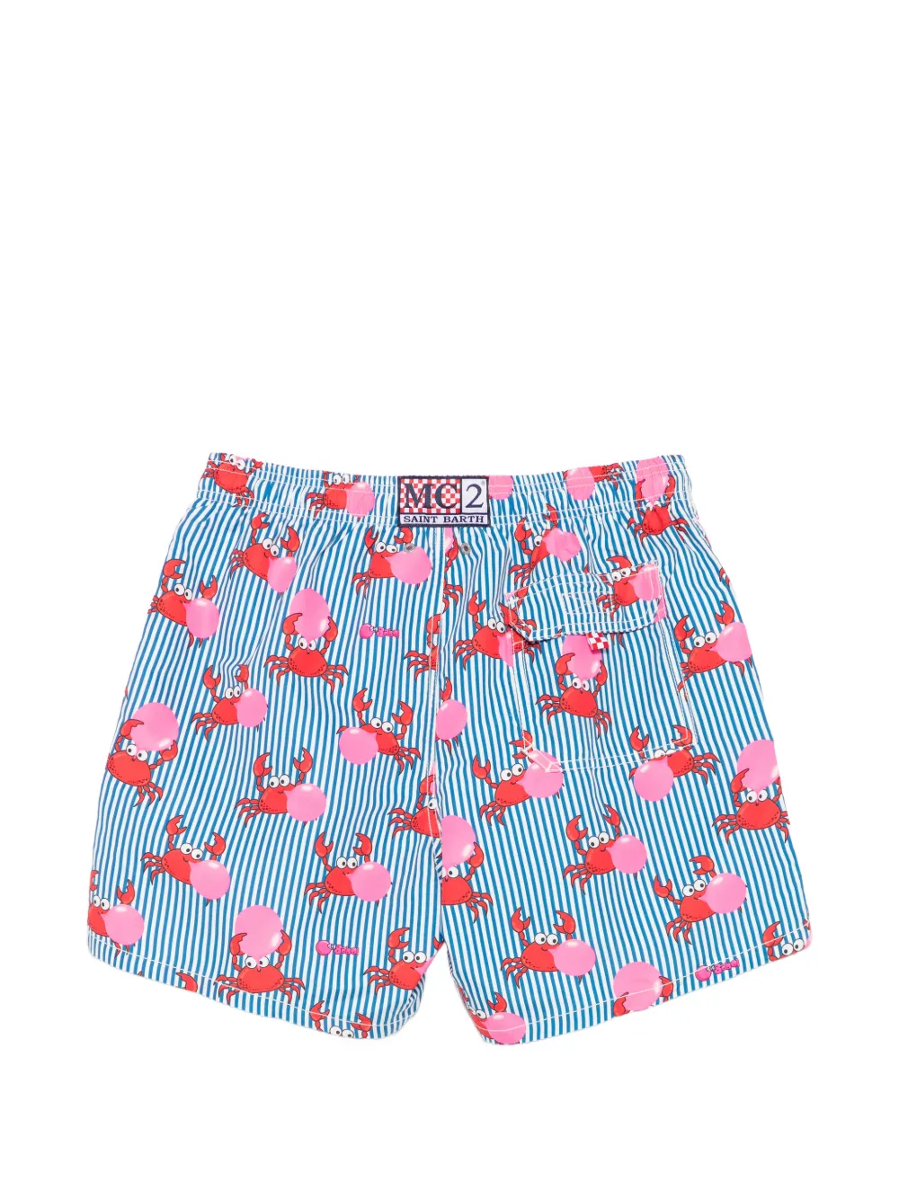 MC2 Saint Barth x Big Babol Gustavia gestreepte zwembroek met krabprint Blauw