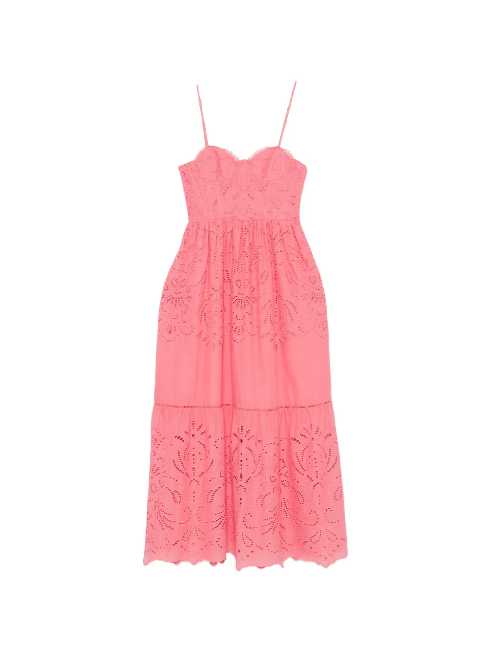 ERMANNO FIRENZE broderie-anglaise tiered maxi dress - Pink