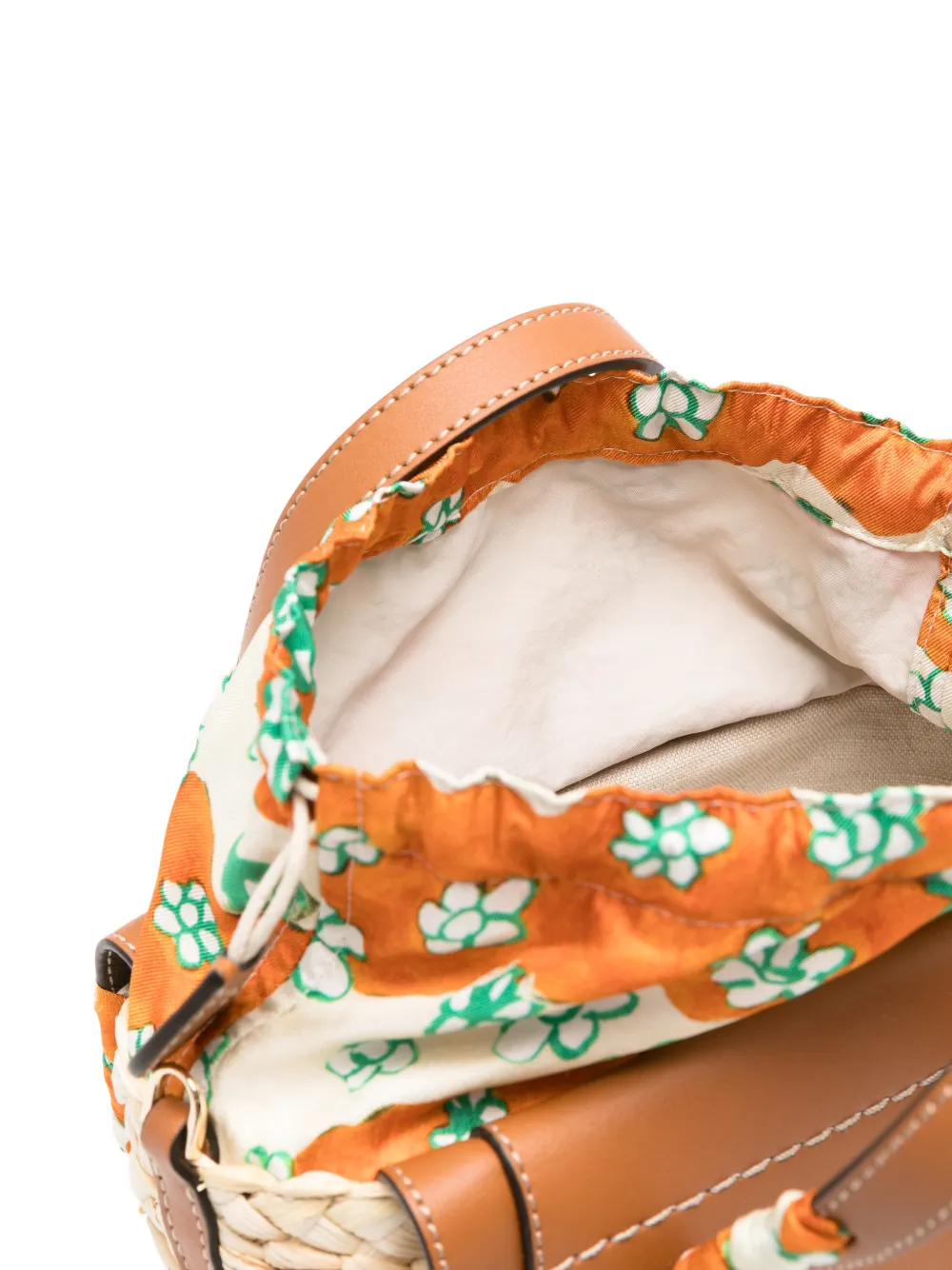 CUBA LAB Habanera shopper met bloemenprint en zijden afwerking Beige