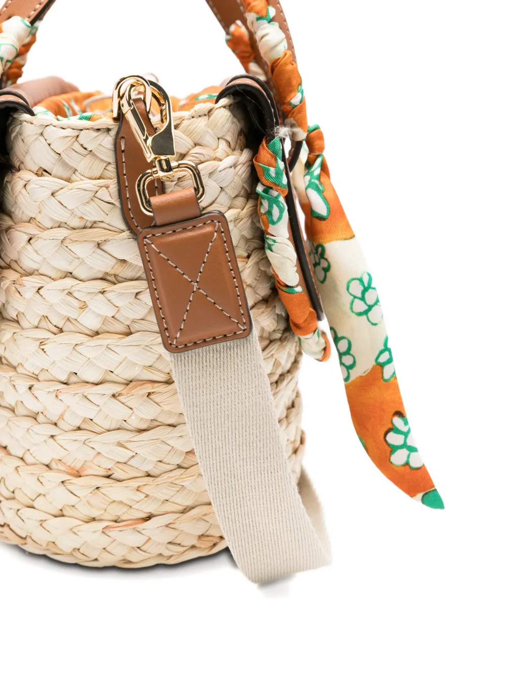 CUBA LAB Habanera shopper met bloemenprint en zijden afwerking Beige
