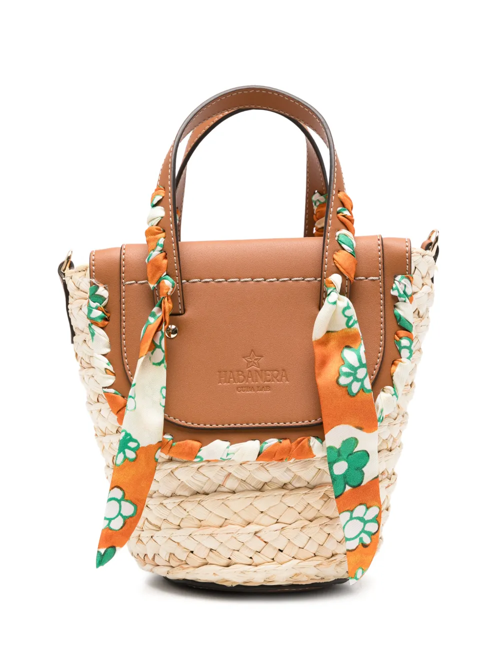 CUBA LAB Habanera floral-print silk-trim tote bag - Neutrals