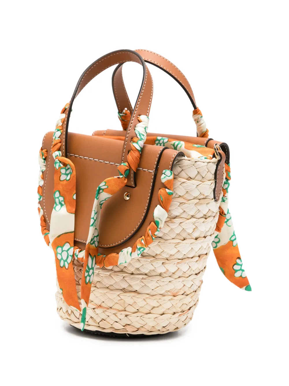 CUBA LAB Habanera shopper met bloemenprint en zijden afwerking Beige