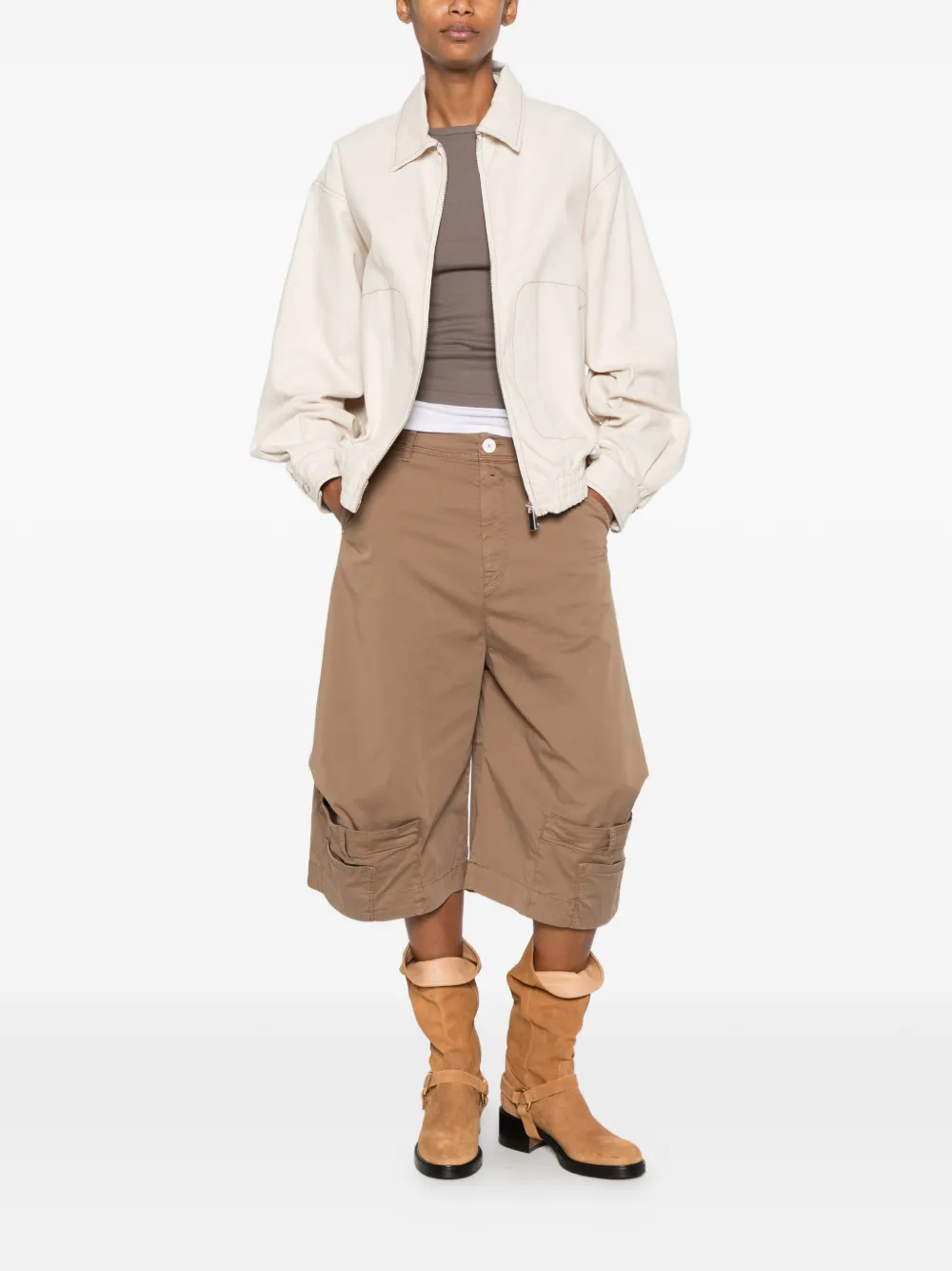  High Pantalon à Poches Plaquées - Marron 
