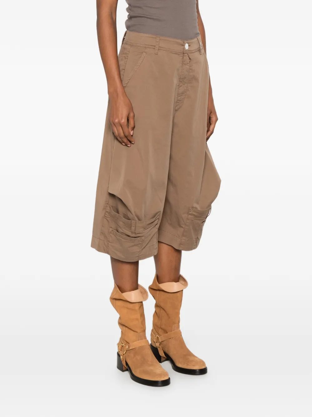  High Pantalon à Poches Plaquées - Marron 