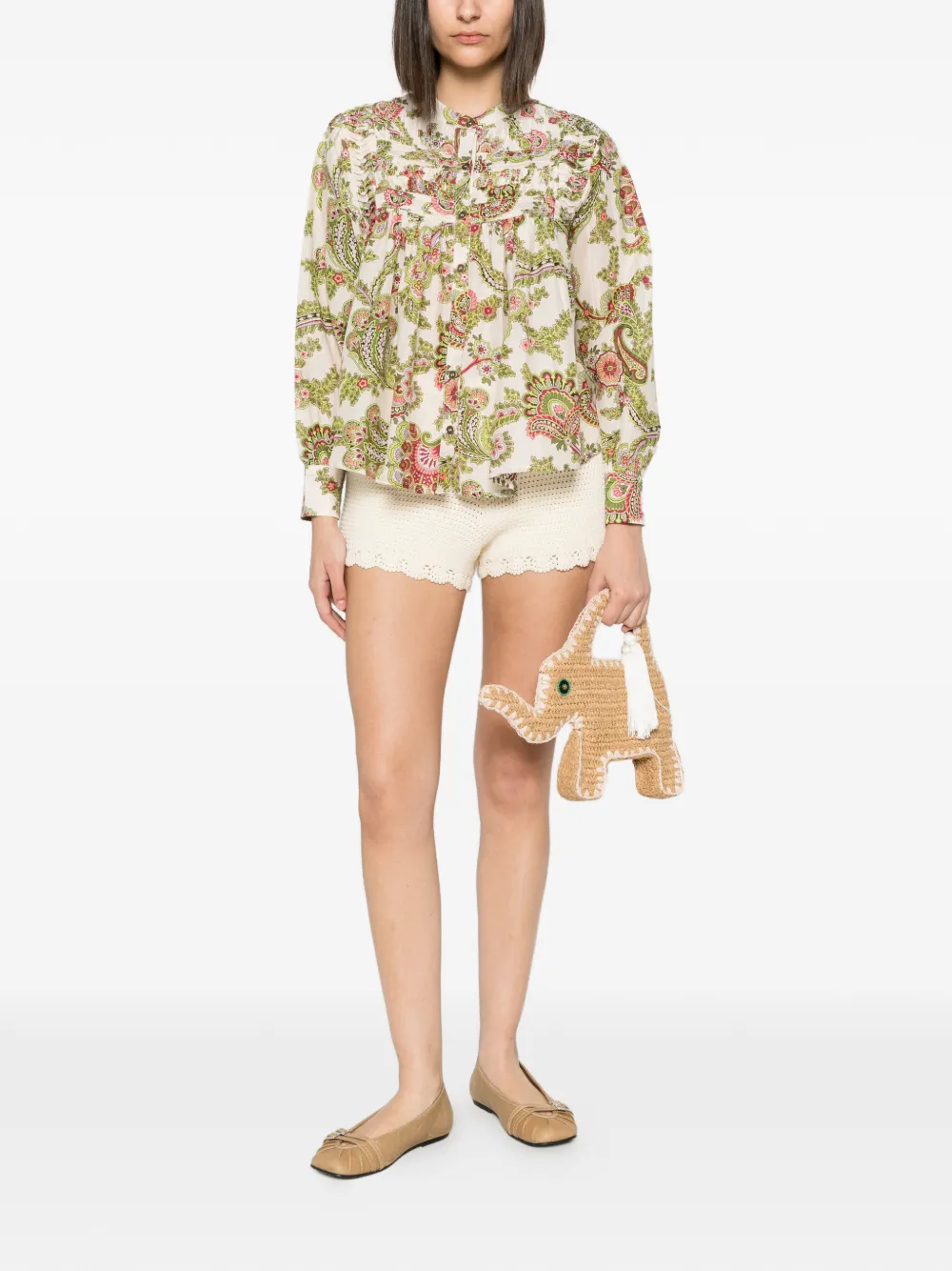 PHILIPPA 1970 Oriana blouse met paisley-print Beige