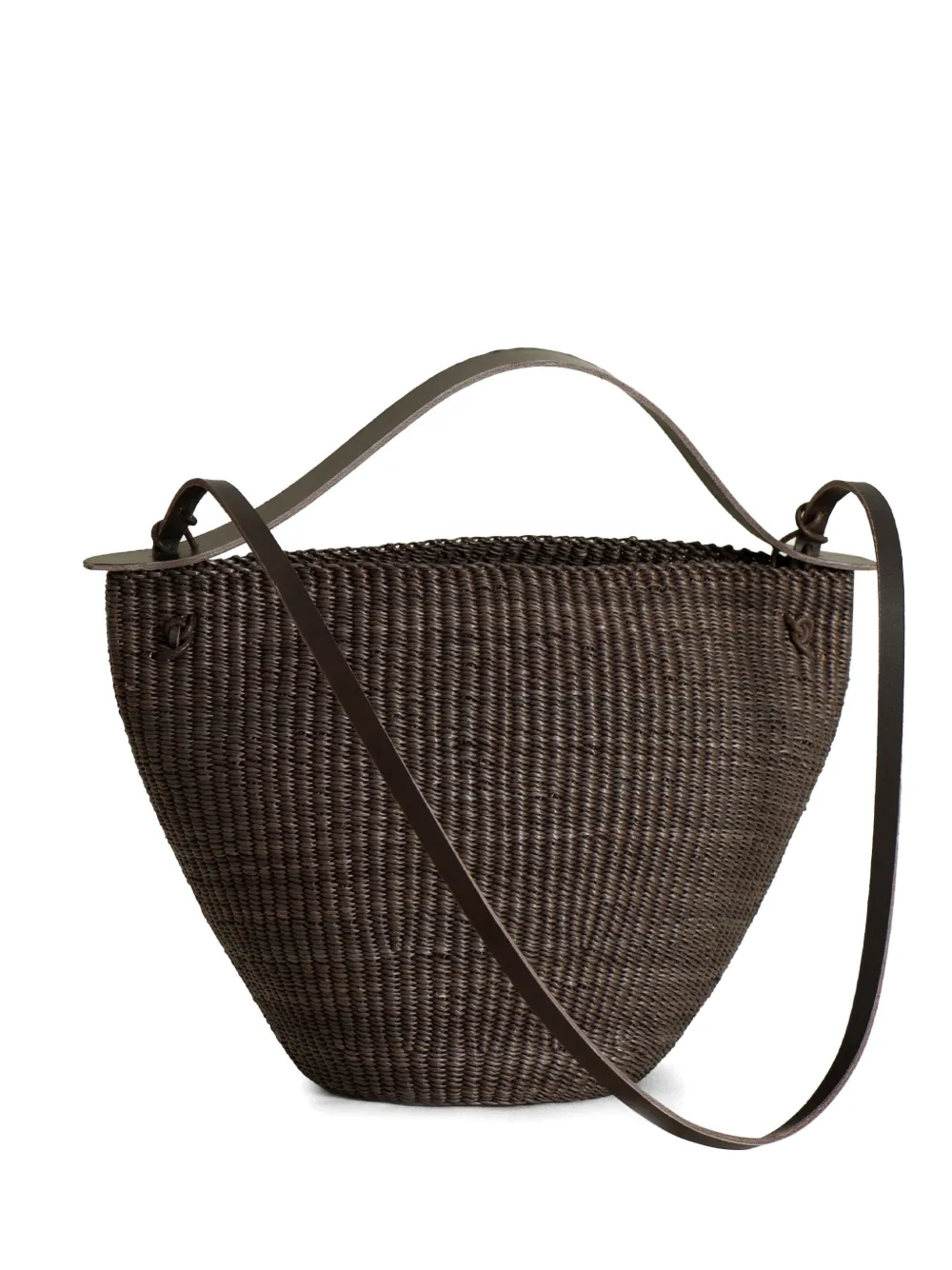 Inès Bressand medium Bell leather-handle shoulder bag - Marrone