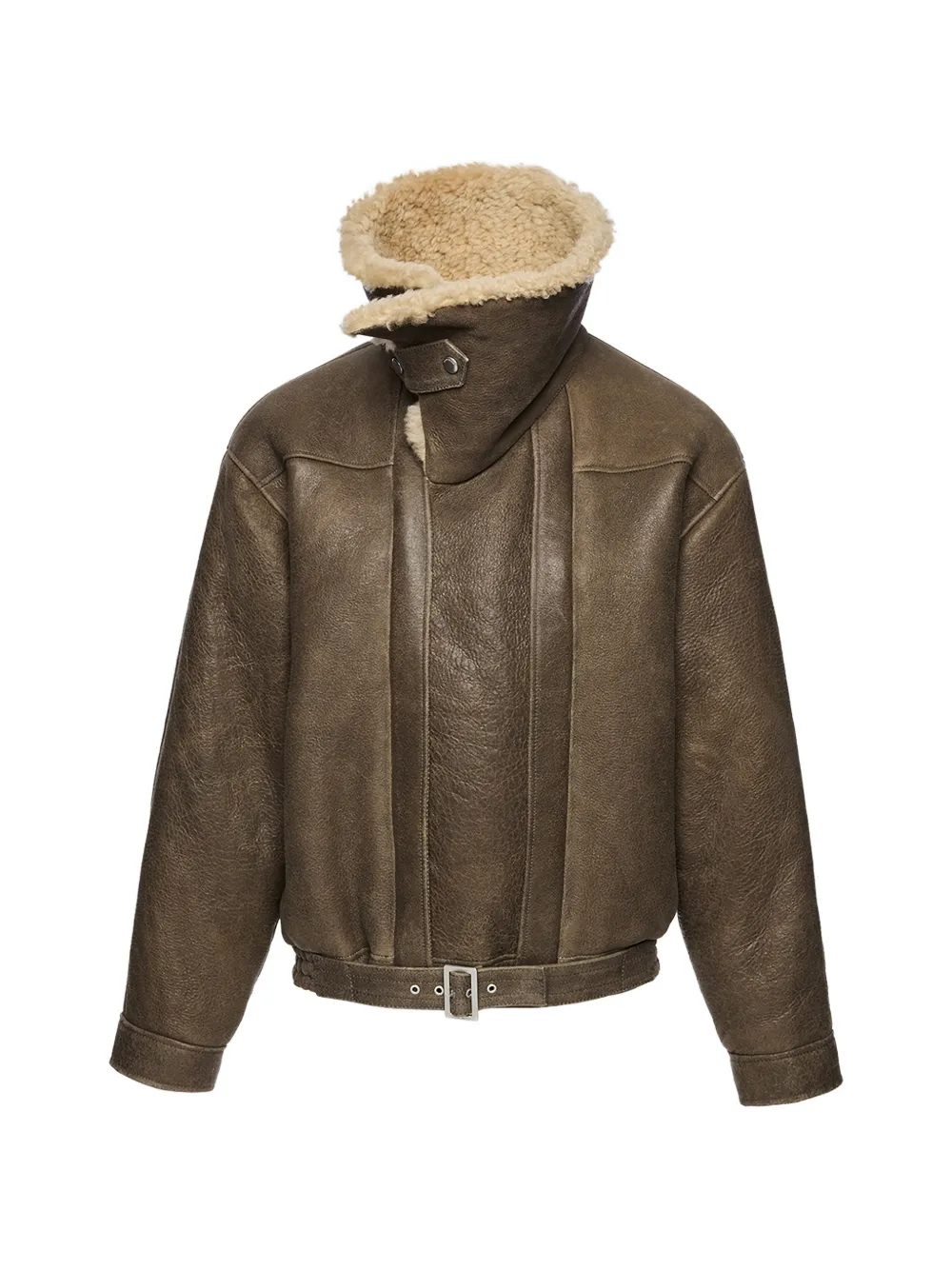 Magda Butrym shearling belted jacket - Marrone