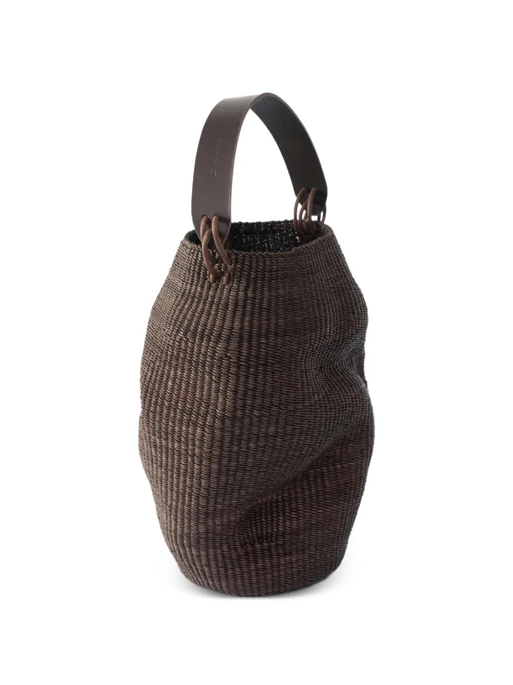Inès Bressand Pot Froissé leather-handle bucket bag - Braun