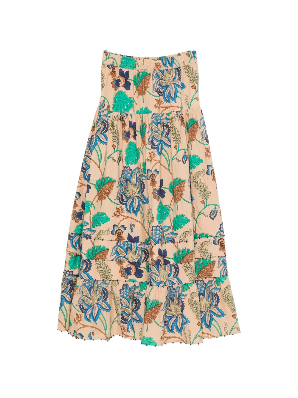PHILIPPA 1970 Wendy floral-print tiered long skirt - Toni neutri